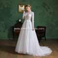 Lace Applique Long Sleeve Custom Made wedding ball gowns for brides